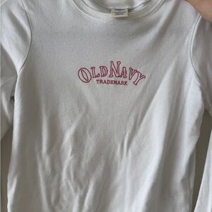 Old Navy Kids White and Red Long Sleeve Tee